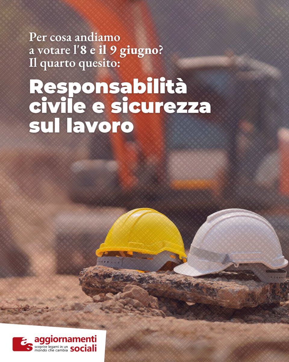 👷‍♂️Cosa cambia con la vittoria del sì al quarto quesito dei #referendum di domenica 8 e lunedì 9 giugno?

👉Scopri di più con le schede informative per ogni quesito sul nostro sito: aggiornamentisociali.it/articoli/per-c…

#lavoro #voto #8e9giugno