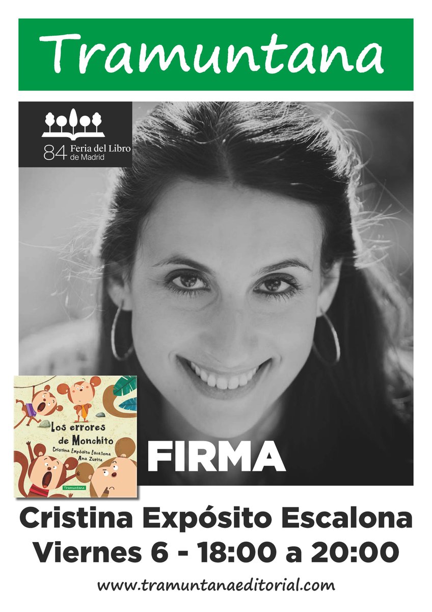 Las firmas de hoy en la caseta 133:
María Panigua de 5 a 6
Cristina Expósito Escalona de 6 a 8