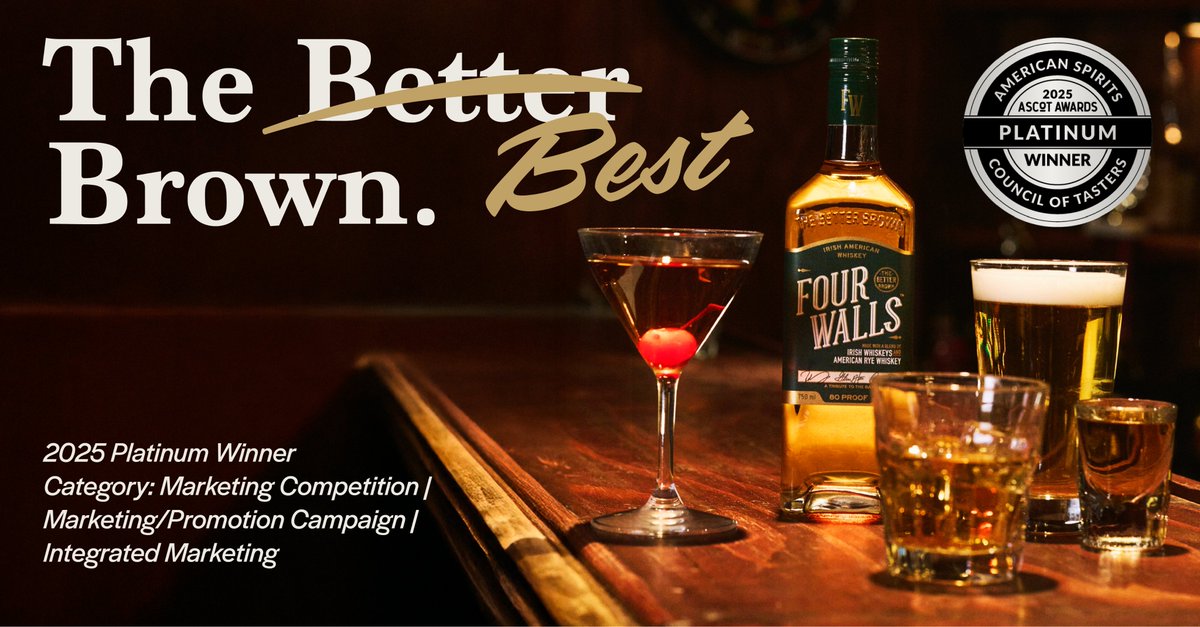 Four Walls Irish American Whiskey (@thebetterbrown) on Twitter photo Cheers to the <a href="/AscotAwards/">Ascot Awards</a> and the American Spirits Council of Tasters for the Platinum honor for our Come on in! platform.
Come on in! is more than a tagline. It’s both an invitation and a tribute to the good times, the connections, and the stories that happen every night Cheers to the <a href="/AscotAwards/">Ascot Awards</a> and the American Spirits Council of Tasters for the Platinum honor for our Come on in! platform.
Come on in! is more than a tagline. It’s both an invitation and a tribute to the good times, the connections, and the stories that happen every night
