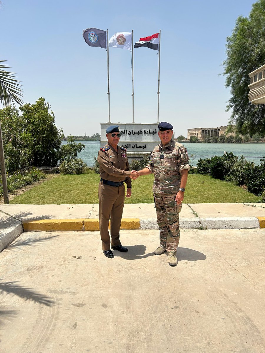 IraqNato's tweet photo. Commander NMI met with Commander of the Iraqi Army Aviation Command (IAAC), Lt.Gen. Mohammed Abdulkareem Awfi Feael Al-Saadi, for the first time as part of his introductory meetings with the heads of each of the Iraqi Service Commands.
#strongertogether
#workingtogether4iraq https://t.co/3kU6levDJy