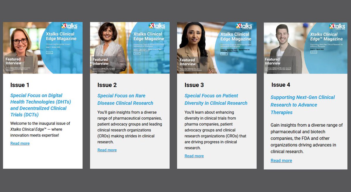 You’ll get a chance to explore expert insights from Amgen, Novartis, AstraZeneca and more in our upcoming Xtalks Clinical Edge™ Issue 5 — focused on advancing clinical trial innovation. Also, if you're an innovator in the clinical research space, now’s the time to reach your