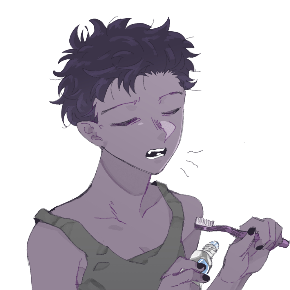 (เพื่อนวาดเลยวาดด้วย สภาพตอนตื่นนอน)
(หัวก็ยุ่งอยู่แล้ว เพิ่งตื่นนี่กระเซิงเลย ขี้เซา 🥱)
