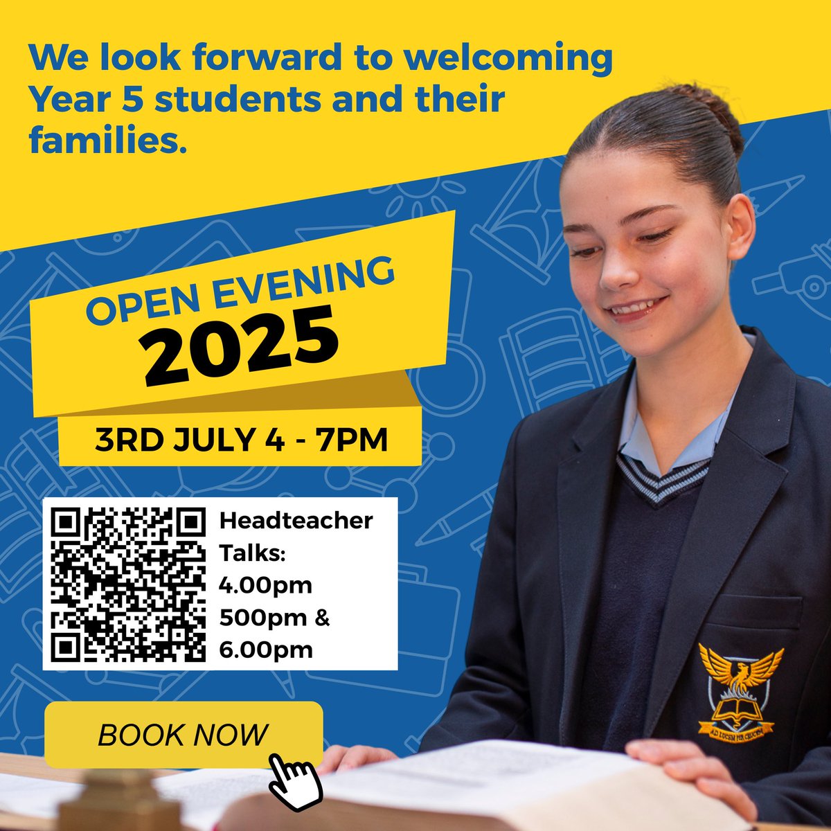 We are looking forward to welcoming year 5 students and their families to our Open Evening for admission in Year 7 September 2026. Bookings can be made via the school website                  abblanch.com