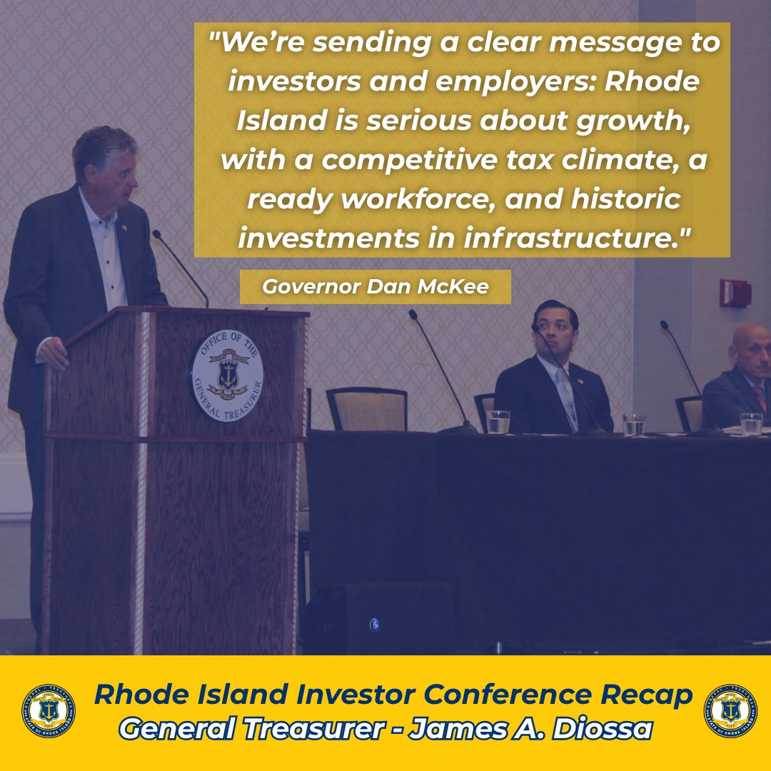 Thank you, <a href="/GovDanMcKee/">Governor Dan McKee</a> for your support of the Rhode Island Investor Conference and for showcasing that Rhode Island is a strong, stable, and forward-looking place to invest.