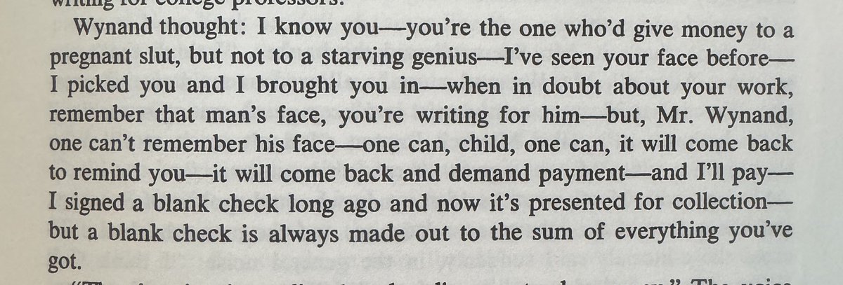 “A blank check is always made out to the sum of everything you’ve got.”

Gail’s inner torment at the realization that he, in this pivotal moment, does not run things.