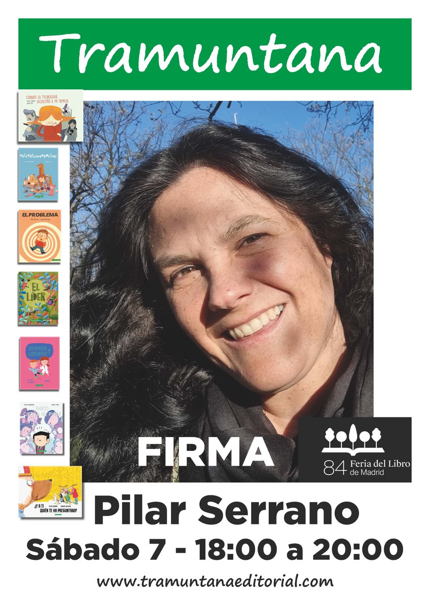 Las firmas de hoy sábado en la FLM caseta 133
Cristina Expósito Escalona de 11 a 12 y de 5 a 6
Pilar López de 12 a 2
Pilar Serrano de 6 a 8