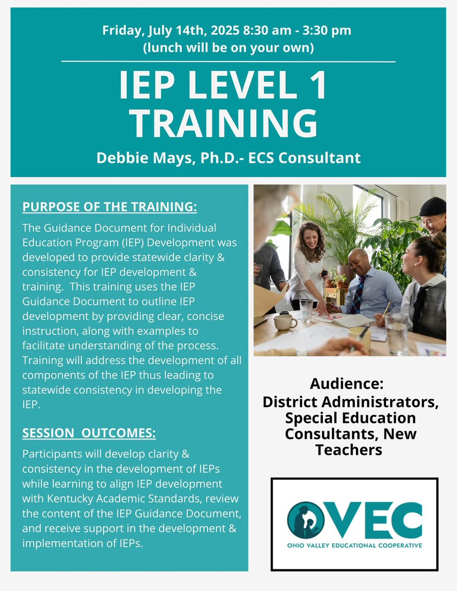 Confidently Create Stronger IEPs! Get clear, consistent, and confident in IEP development! This session will guide you through aligning IEPs with KY Academic Standards, using the IEP Guidance Document, and building plans that truly support student success. docs.google.com/forms/d/13dWZH…