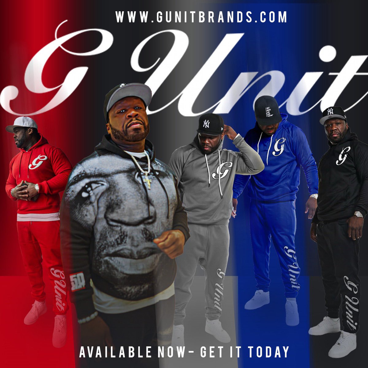 50cent's tweet image. 5 New Limited Edition G-Unit Sweatsuits Available Now 🔥 • GUnitBrands.com