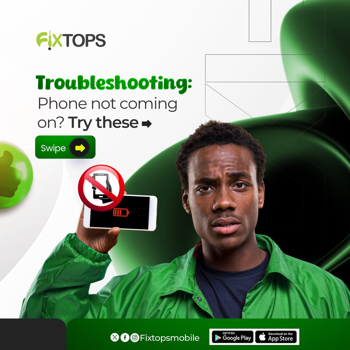FixtopsNG's tweet image. PHONE WON'T COME ON? DON'T PANIC!
Try these troubleshooting steps!
#Fixtops #PhoneRepair #TroubleshootingTips #FixtopsNigeria