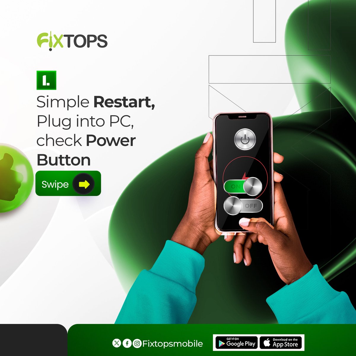 FixtopsNG's tweet image. PHONE WON'T COME ON? DON'T PANIC!
Try these troubleshooting steps!
#Fixtops #PhoneRepair #TroubleshootingTips #FixtopsNigeria