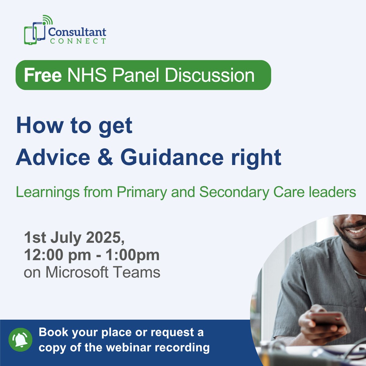 Join us for a free practical #NHS panel discussion exploring what it really takes to deliver Advice &amp; Guidance (A&amp;G) at scale across the health service.
Hear directly from speakers from ICBs, primary care, secondary care, and workforce planning experts events.teams.microsoft.com/event/2fc907b4…