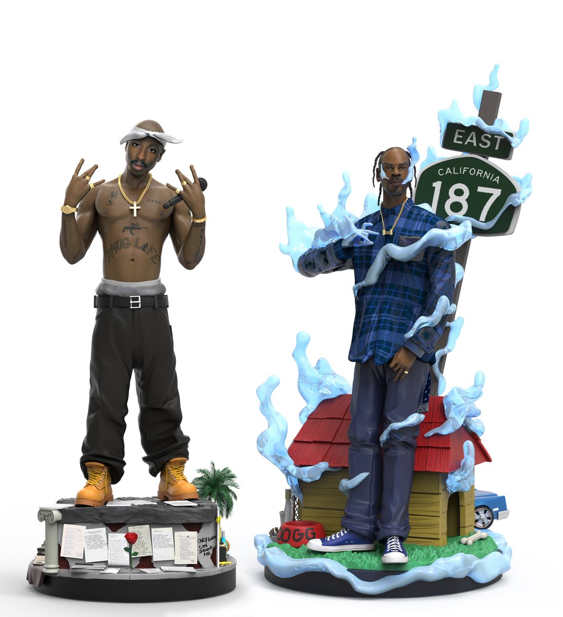 Scartoccio's tweet image. 2 of Amerikaz most wanted. Unofficial, unfinished, unapproved statues. @2PAC @SnoopDogg