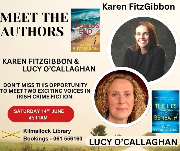 Limerick Libraries (@limklibraries) on Twitter photo Really looking forward to welcoming authors Karen Fitzgibbon and Lucy O'Callaghan to #KilmallockLibrary @ 11am on Saturday 14th June.
Contact the branch directly to book your place 👇
☎️061-556160.
#LimerickLibraries #authorvisit #irishauthors
<a href="/KarenFitzgibbo7/">Karen Fitzgibbon</a> <a href="/LucyCOCallaghan/">Lucy O'Callaghan</a> Really looking forward to welcoming authors Karen Fitzgibbon and Lucy O'Callaghan to #KilmallockLibrary @ 11am on Saturday 14th June.
Contact the branch directly to book your place 👇
☎️061-556160.
#LimerickLibraries #authorvisit #irishauthors
<a href="/KarenFitzgibbo7/">Karen Fitzgibbon</a> <a href="/LucyCOCallaghan/">Lucy O'Callaghan</a>