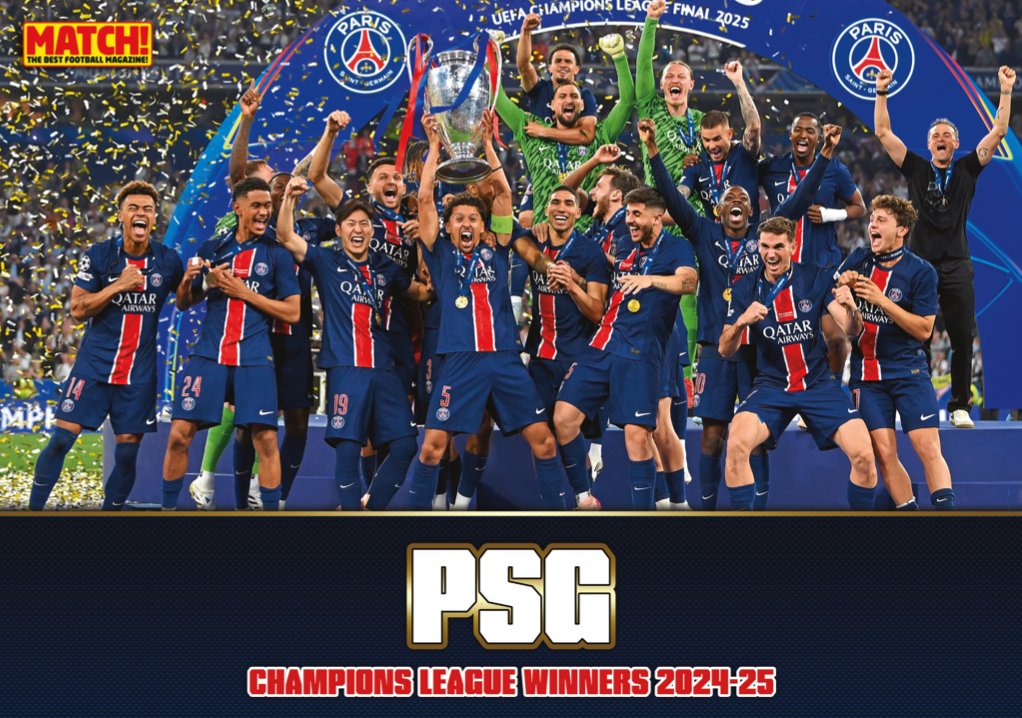 There's a celebratory poster in MATCH's June 10 issue,
<a href="/PSG_English/">Paris Saint-Germain</a> fans! 😁

In shops now! 🥳