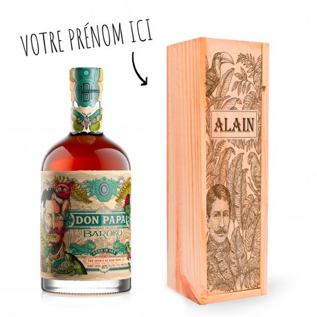 Coffret Rum Don Papa avec caisse bois personnalisée Fête des pères  mabouteille.fr