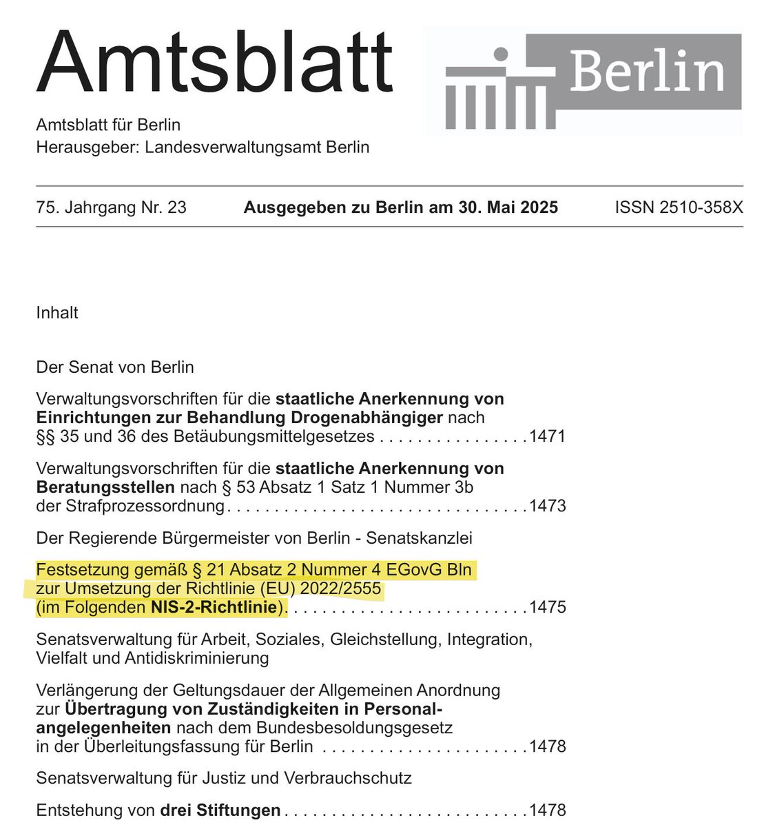 Dennis_Kipker's tweet image. Was lange währt wird endlich mittelmäßig: Auch #Berlin ist als einer der Nachzügler jetzt mit der Umsetzung von #NIS2 durch - in Form der #Minimalversion eines Rundschreibens der #Senatskanzlei. Zumindest kommt damit eine eigene #Cybersicherheitsstrategie:
berlin.de/landesverwaltu…