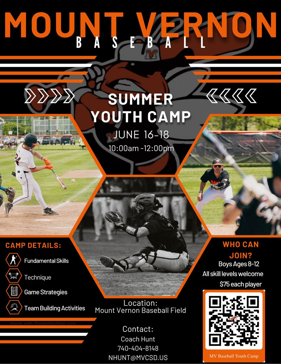 As our season comes to a close, there is a lot to be excited about for Mount Vernon Baseball! The future of our program is very bright and we will be back in the regionals again!

Please sign up for our summer youth camp to start your journey NOW!!!