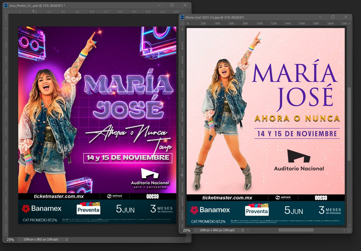 angelpaz's tweet photo. Pues se me ocurrió hacer una propuesta de diseño de la nueva gira de @lajosa #AhoraoNunca con temática de los 80s, quedo lindo no? Jaja 😜 ( mi diseño es el morado jaja). 

#laJosa #MariaJose #MariaJoseAhoraoNuncaTour https://t.co/ICF6Ndi10Y