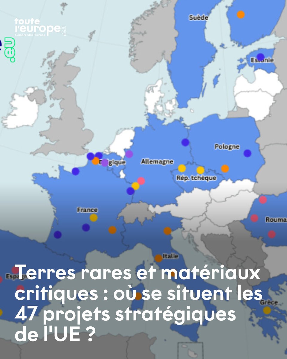 Terres rares et matériaux critiques : où se situent les 47 projets stratégiques de l'UE ?
➡️ l.touteleurope.eu/w0V