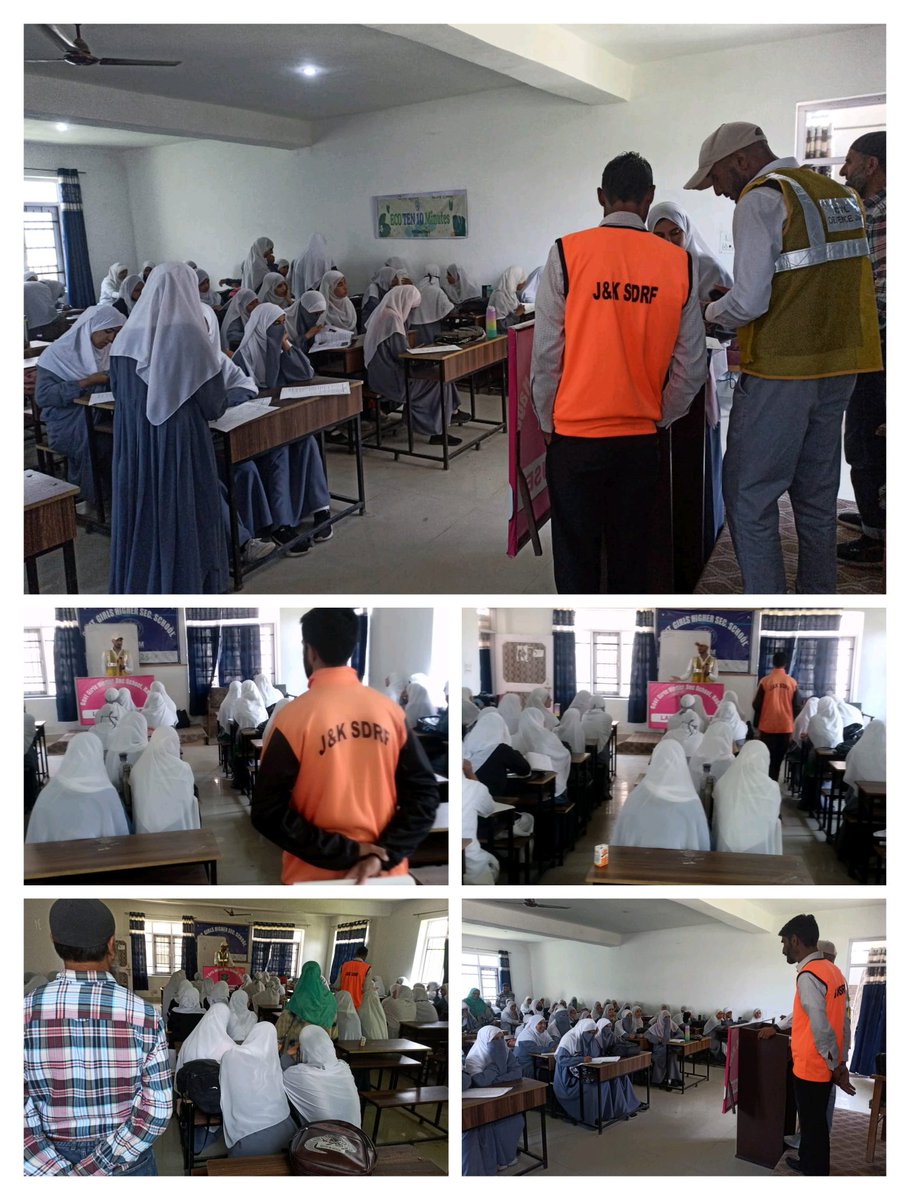 Today on 05/06/2025,  
SDRF Civil Defence Budgam jointly conducted one day awareness programme on Disaster Management, First Aid,Firefighting &amp; Basic Life Support at Govt. Girls Higher Sec. School, Nagam Chadoora, Budgam.100 students &amp; staff members participated in the programme.