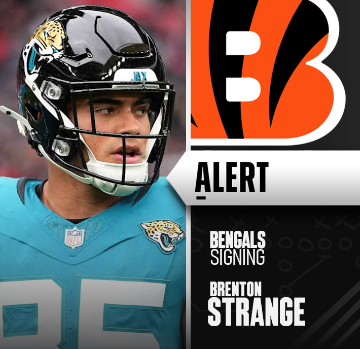 TheIFLeague's tweet photo. TE Brenton Strange and the Cincinnati Bengals have agreed to a 4 year/$6M deal with $3.6M in guarantees.

This marks the 3rd TE signed by the Bengals this offseason https://t.co/ctzCI59HOR