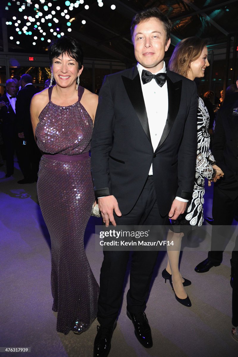 Ghislaine Maxwell and Elon Musk attend the 2014 Vanity Fair Oscar Party Hosted By Graydon Carter in West Hollywood , California (2014)