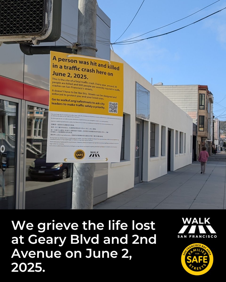 BayAreaFSS's tweet image. Earlier this week, along with @walksf, we posted signs at the sites of two fatal traffic crashes in our city.
Our community is here to support the victim's loved ones.
If you have been directly affected by a traffic crash, learn more about our group at walksf.org/fss.