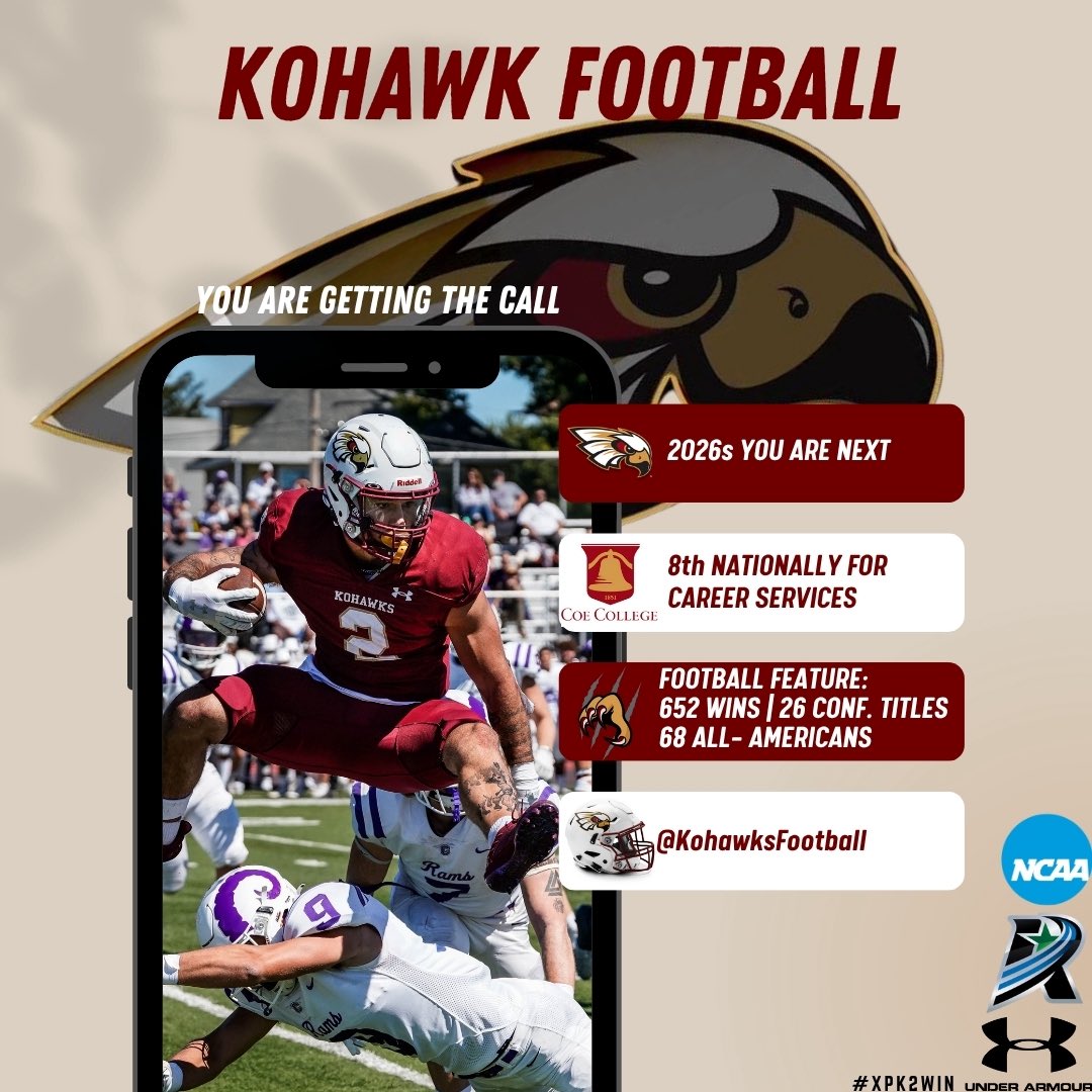 Jacobwingfieldd's tweet image. Thank you coach @Coach_TMcC for having interest in me @KohawksFootball
@CoachRmilly @CodyBaethke @Coach_Donohoe
