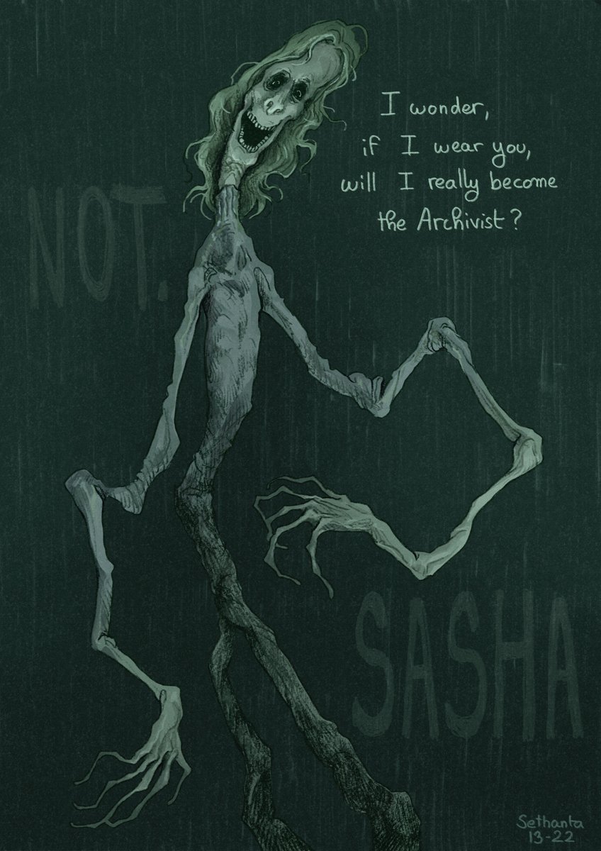 sethanta1322's tweet image. "Once upon a time there was a monster, but no one realised. Sometimes someone did and then they were scared, so that was good." 💀
#themagnusarchives #themagnusarchivesnot!sasha #notsasha #TMAsashajames
