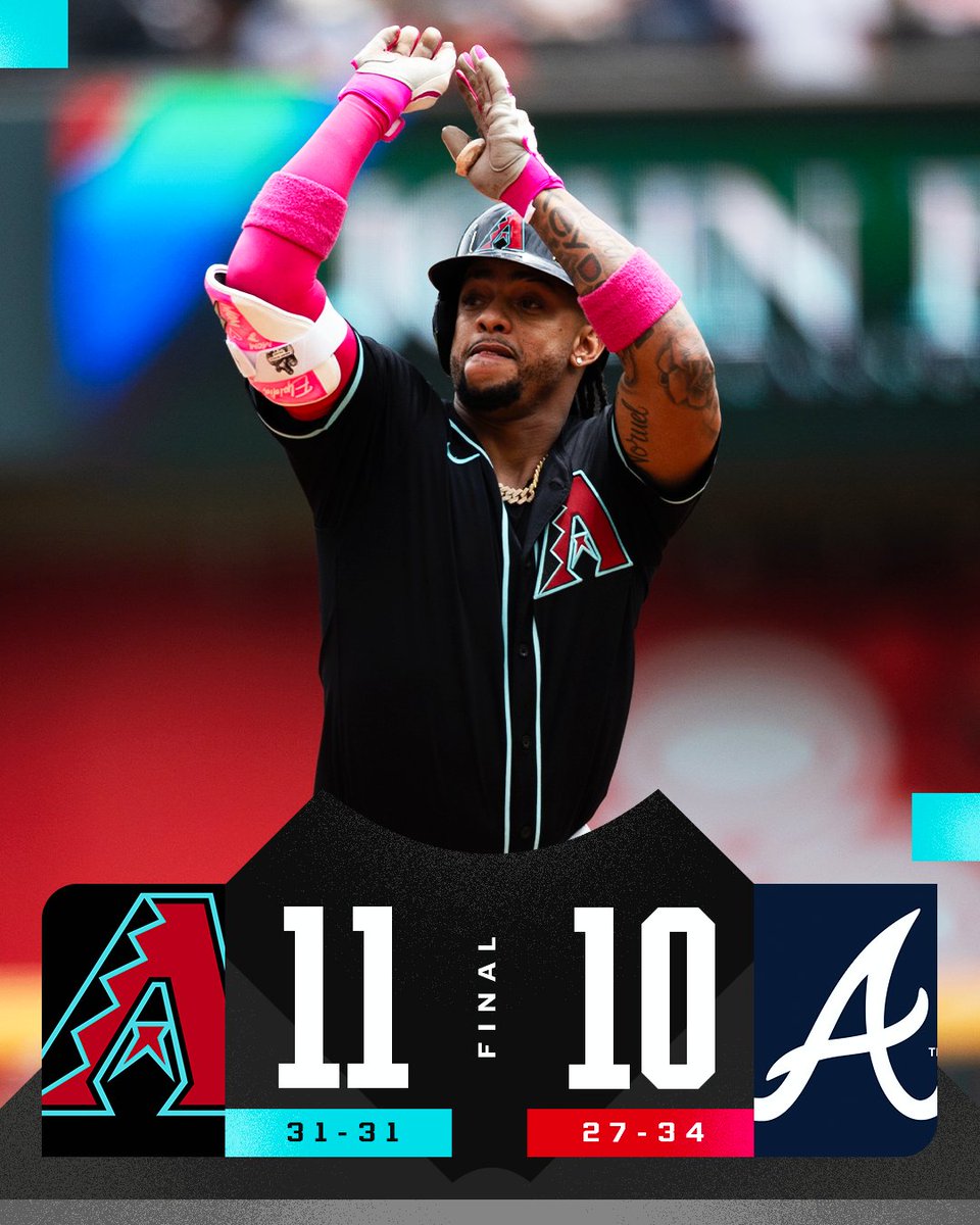 MLB's tweet image. WILD 9th inning rally ✅
Four straight wins ✅
Back to .500 ✅

The @Dbacks complete the sweep!