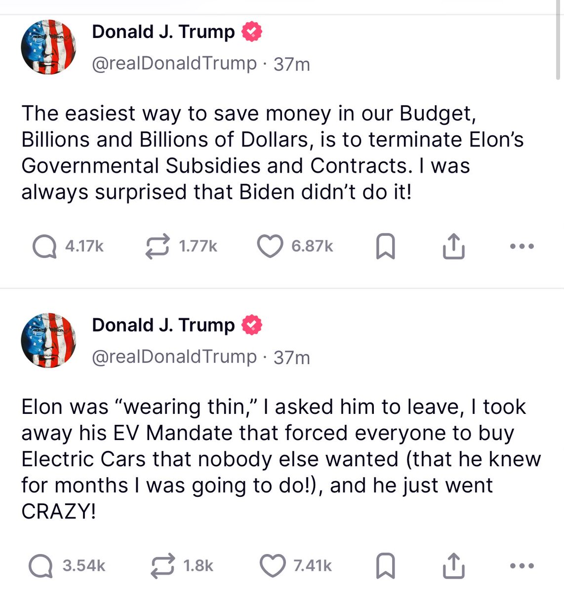 re83rde's tweet photo. Cannot make this shit up. @elonmusk @realDonaldTrump Two complete morons https://t.co/giijBYNjjX