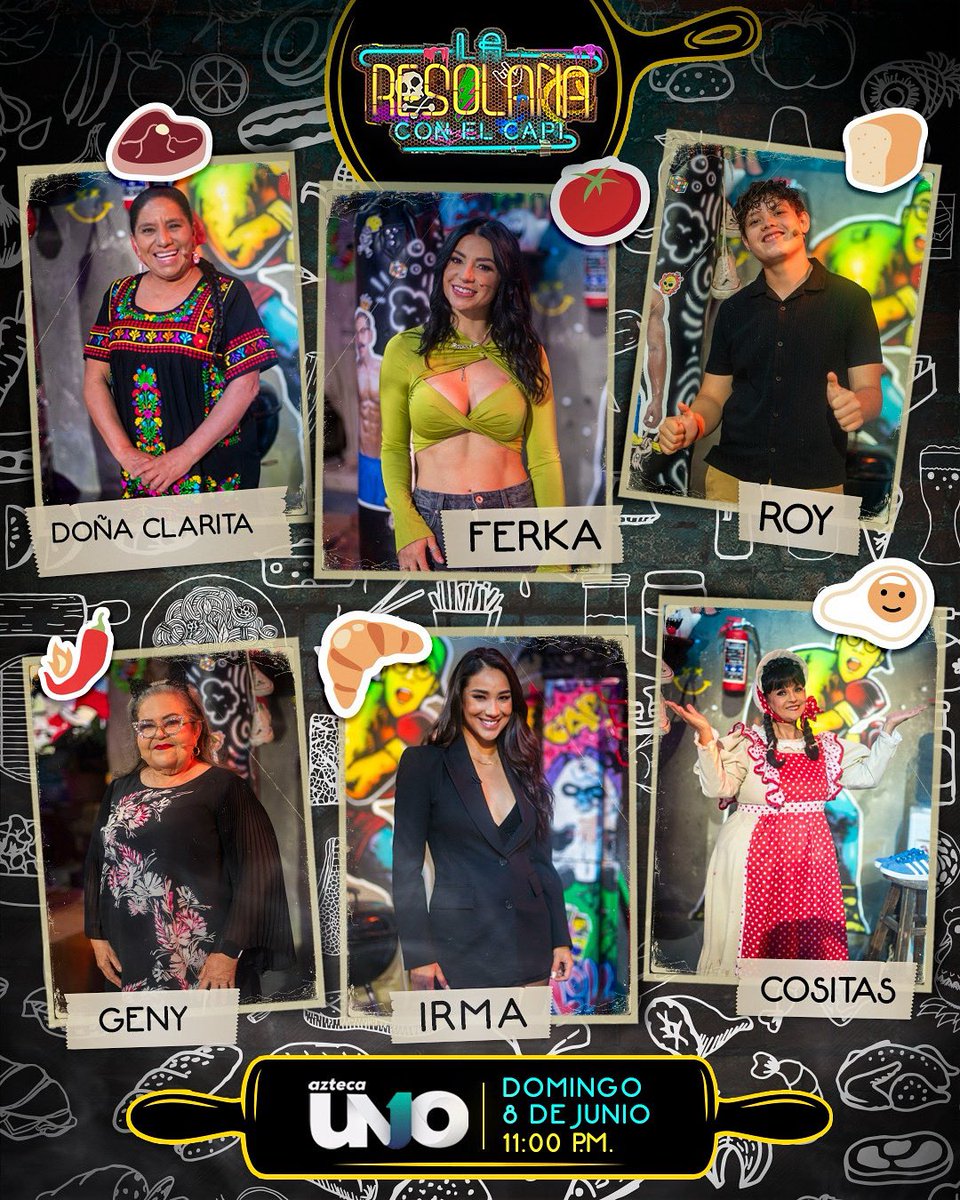 ¿Dónde están los fans de #MasterChef? 👩🏻‍🍳🍽️ Este domingo estará en #LaResolana <a href="/Ferka/">MariaFernandaQuiroz💜</a>, <a href="/Irmamirandav_/">IRMA MIRANDA</a>, <a href="/CositasOficial/">Cositas Oficial</a>, Doña Clarita, Geny y <a href="/Roy_MCJR/">roypadillachef</a>. 😱 ¡Icónicos personajes de este gran programa! 🔥

Nos vemos el domingo, 11:00 p.m. por Azteca UNO. 📺