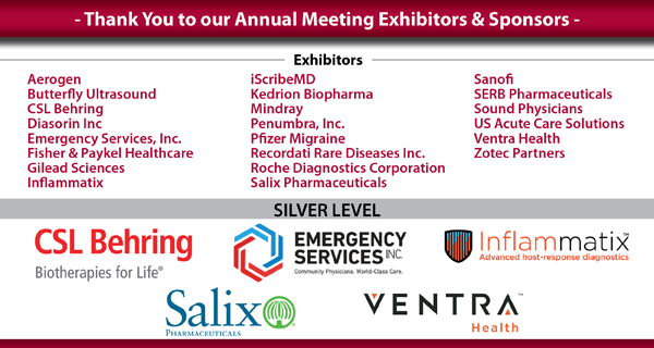 Thank you to all our great exhibitors and sponsors who helped to make this year's Ohio ACEP Annual Meeting possible.