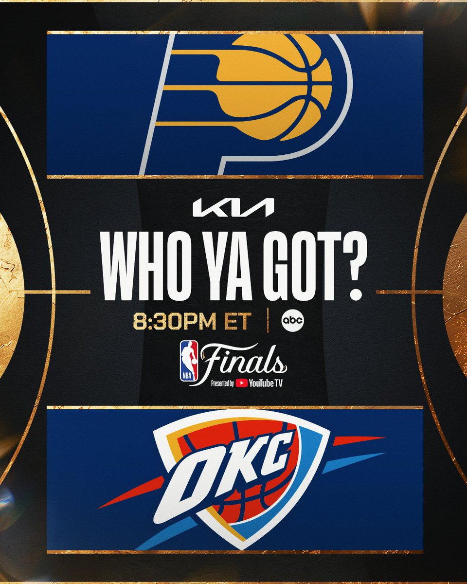 NBA (@nba) on Twitter photo PACERS/THUNDER, GAME 1... WHO YA GOT?
<a href="/Kia/">Kia America</a> | #KiaWhoYaGot
#NBAFinals presented by <a href="/YouTubeTV/">YouTube TV</a>
VOTE ๐ฒ nbapartners.jebbit.com/hbe6sj0i?L=Twiโฆ PACERS/THUNDER, GAME 1... WHO YA GOT?
<a href="/Kia/">Kia America</a> | #KiaWhoYaGot
#NBAFinals presented by <a href="/YouTubeTV/">YouTube TV</a>
VOTE ๐ฒ nbapartners.jebbit.com/hbe6sj0i?L=Twiโฆ