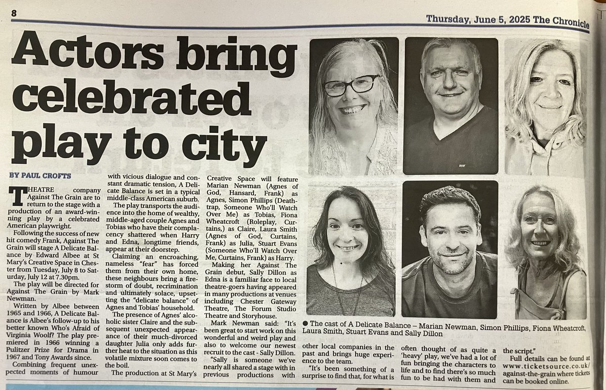 Against The Grain (@atgchester) on Twitter photo 🚨We’re in the news! great to see this fab feature in this week’s Chester Chronicle <a href="/CheshireLive/">Cheshire Live</a>, thanks to our friends at <a href="/CurtainUpPR/">CurtainUpPR</a> Grab your tickets for ‘A Delicate Balance’ today, don’t miss out! ticketsource.co.uk/against-the-gr… <a href="/CreativeMarys/">StMarysCreativeSpace</a> <a href="/ShitChester/">12 years of Shitchester</a> <a href="/wearechester/">We Are Chester</a> 🚨We’re in the news! great to see this fab feature in this week’s Chester Chronicle <a href="/CheshireLive/">Cheshire Live</a>, thanks to our friends at <a href="/CurtainUpPR/">CurtainUpPR</a> Grab your tickets for ‘A Delicate Balance’ today, don’t miss out! ticketsource.co.uk/against-the-gr… <a href="/CreativeMarys/">StMarysCreativeSpace</a> <a href="/ShitChester/">12 years of Shitchester</a> <a href="/wearechester/">We Are Chester</a>