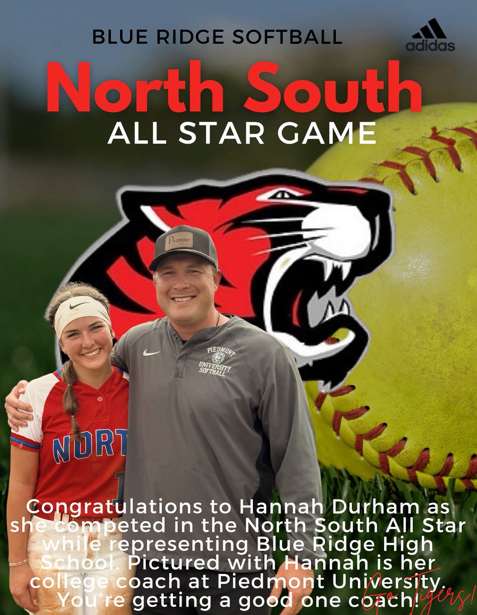 Blue Ridge High School (@brhstigers) on Twitter photo Congratulations to Hannah Durham as she competed in the North South All Star while representing Blue Ridge High School. Pictured with Hannah is her college coach at Piedmont University. You’re getting a good one coach! <a href="/AshleyCWardlaw/">Ashley C. Wardlaw</a> Congratulations to Hannah Durham as she competed in the North South All Star while representing Blue Ridge High School. Pictured with Hannah is her college coach at Piedmont University. You’re getting a good one coach! <a href="/AshleyCWardlaw/">Ashley C. Wardlaw</a>