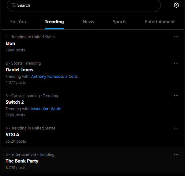 talker_walker's tweet photo. #5 Trending in the U.S. right now is literally The Bank Party https://t.co/hxJlq5Q9rv