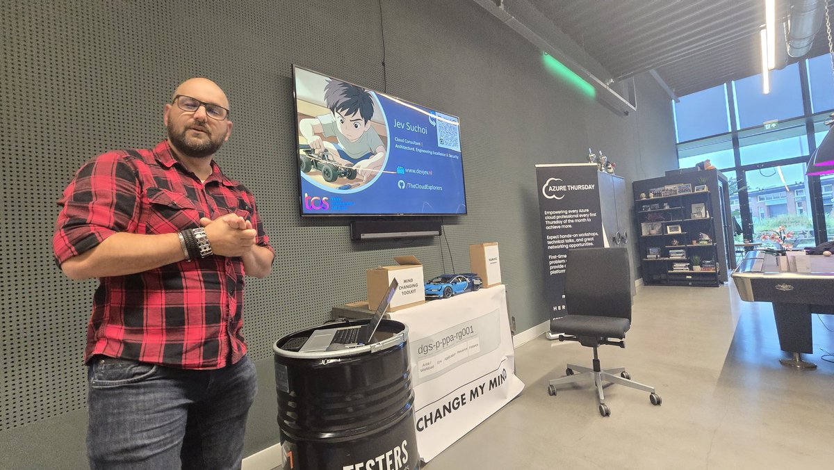 FreeYourDataCon's tweet image. Every first Thursday of the month its time for a @AzureThursday this time at XPRTZ | Software met Impact hosting the event. With speakers @WesleyNoordam talking of the Public Preview #Azure #Network #Security #Perimeter feature and @JevSuchoi with The Perfect Naming Convention.