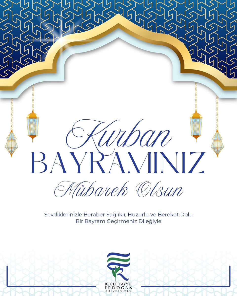 RTEÜ Ailesi olarak İslâm dünyasına birlik ve beraberliğin derinden hissedildiği, huzurlu ve mutlu bir bayram dileriz. 
Kurban Bayramımız Mübarek Olsun! ✨