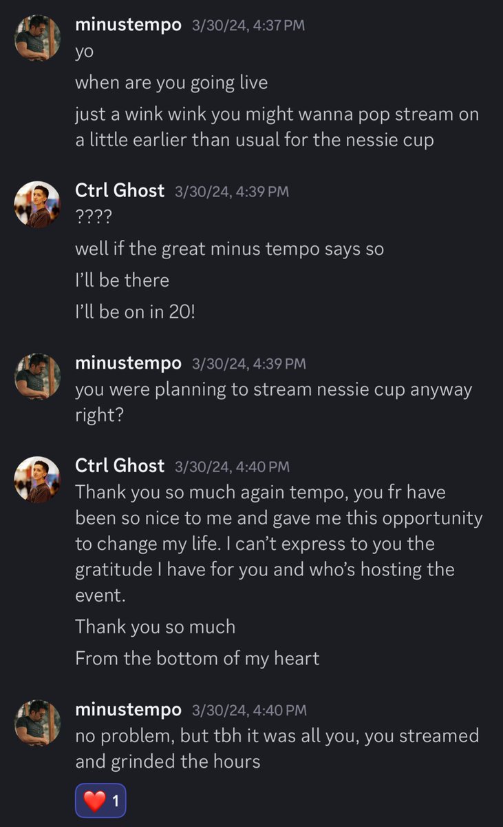 Ctrl Ghost (@ctrlghost) on Twitter photo It absolutely was when <a href="/_minustempo/">minustempo</a> reached out and <a href="/TSM/">TSM</a> stopping by the stream to show me love and dropped a fat donation.
Then shortly after <a href="/ImperialHal/">Falcons ImperialHal</a> & <a href="/Verhulst/">100T Verhulst</a> raided me out and itβs been a joy to do this ever since.
Thank you guys for supporting me and giving me a It absolutely was when <a href="/_minustempo/">minustempo</a> reached out and <a href="/TSM/">TSM</a> stopping by the stream to show me love and dropped a fat donation.
Then shortly after <a href="/ImperialHal/">Falcons ImperialHal</a> & <a href="/Verhulst/">100T Verhulst</a> raided me out and itβs been a joy to do this ever since.
Thank you guys for supporting me and giving me a
