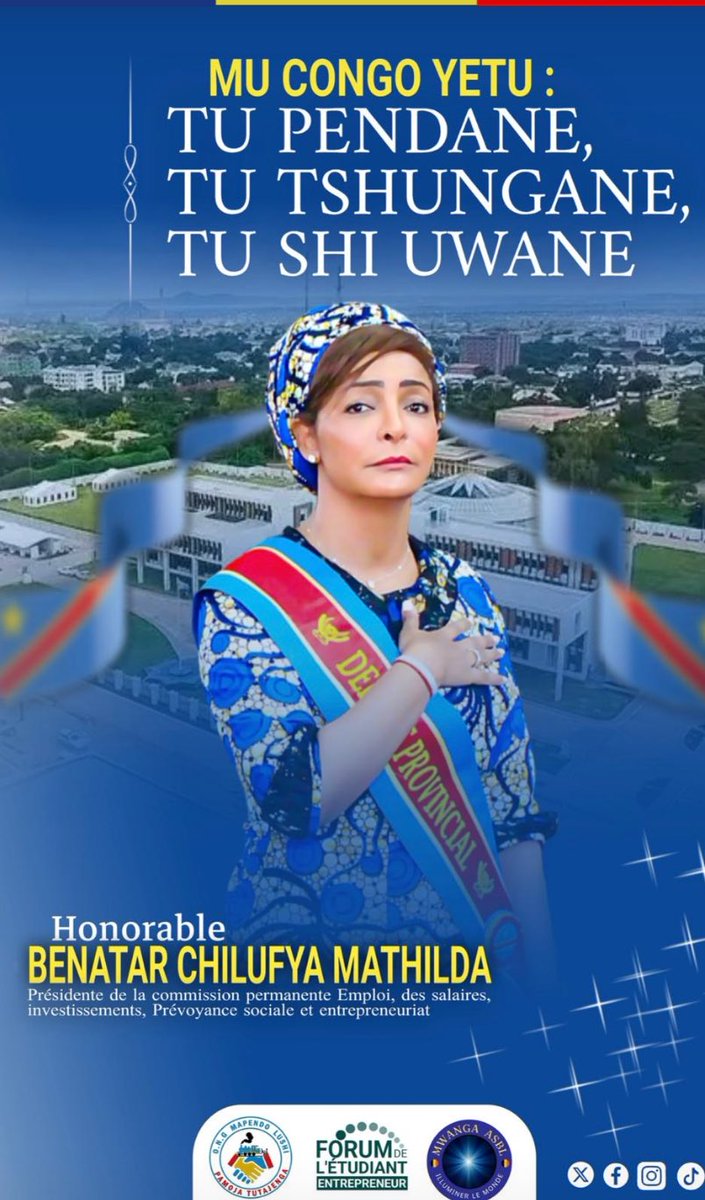 L’honorable Benatar Chilufya est bien plus qu’une figure politique. Elle incarne l’unité réelle : Tu pendane, tu tshungane, tushi uwane. Une voix qui rassemble, un esprit de paix et d’action au service du #Katanga et de la République. #TeamBenatar243