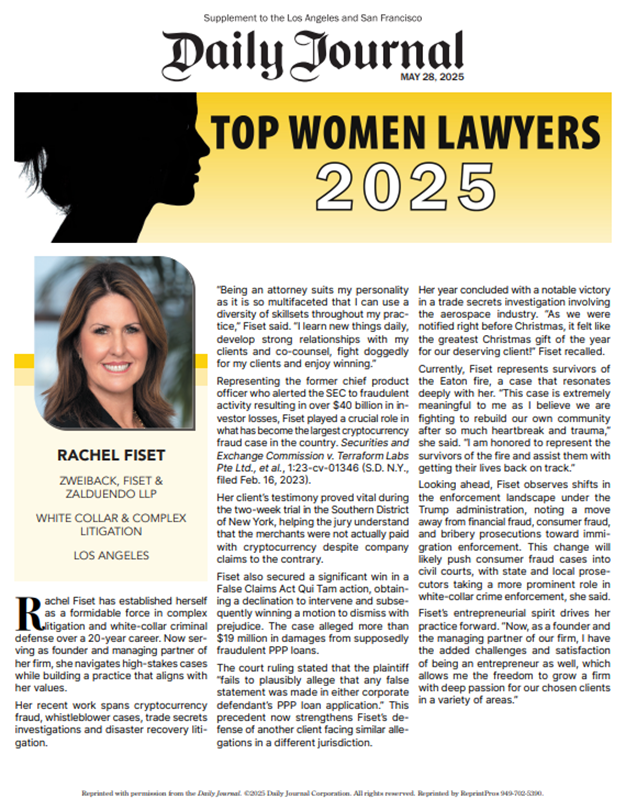 I am honored to be recognized as a #DailyJournal Top Women Lawyers for the third time. I consider the women in this category to be among the best lawyers I have known and many are friends, mentors and colleagues.  Congratulations and thank you!

#Womenlawyers #Womenattorneys