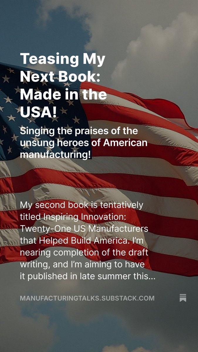 My latest Substack is about my book I’m publishing late this summer: manufacturingtalks.substack.com/p/teasing-my-n…
