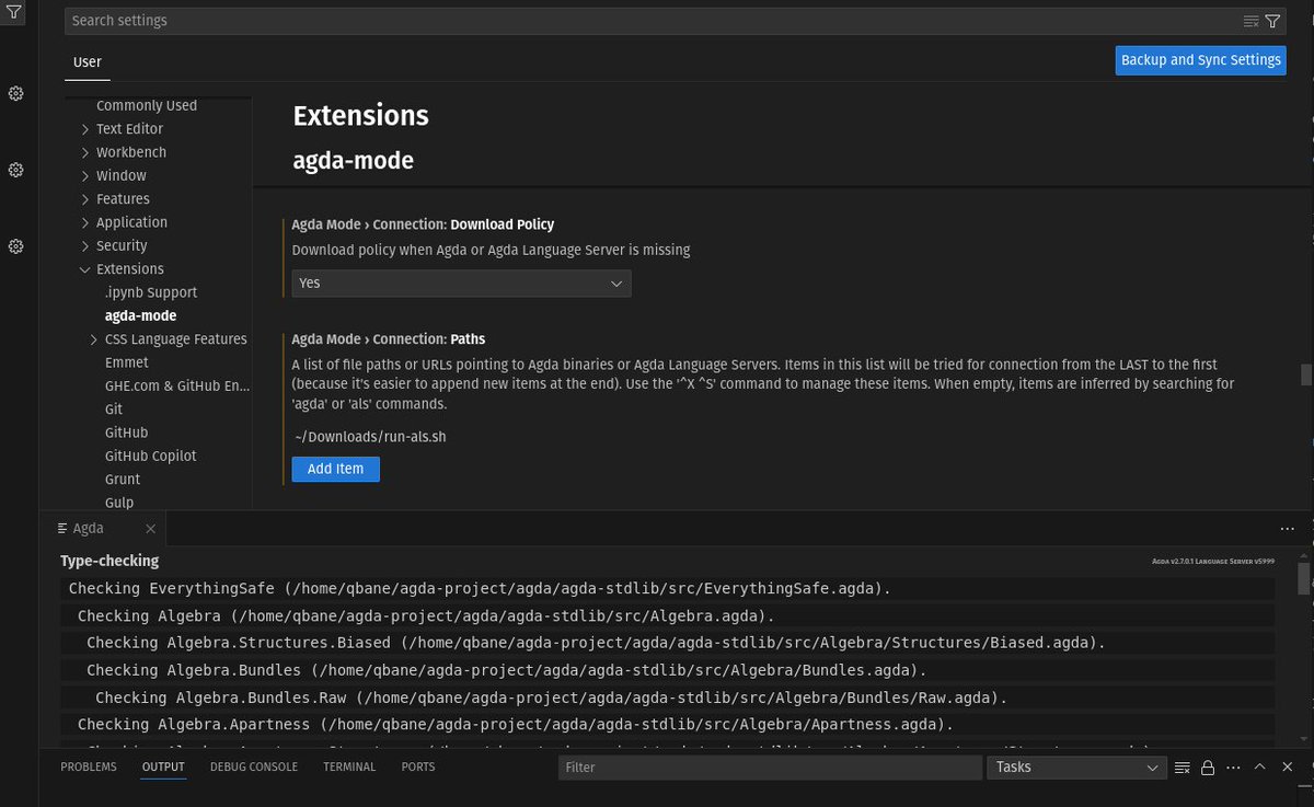QbaneAP's tweet photo. Agda language server runs on WASM! (*)

* high-level idea on setting everything up: https://t.co/91hVeQD7w0 https://t.co/4EdMjveZFk
