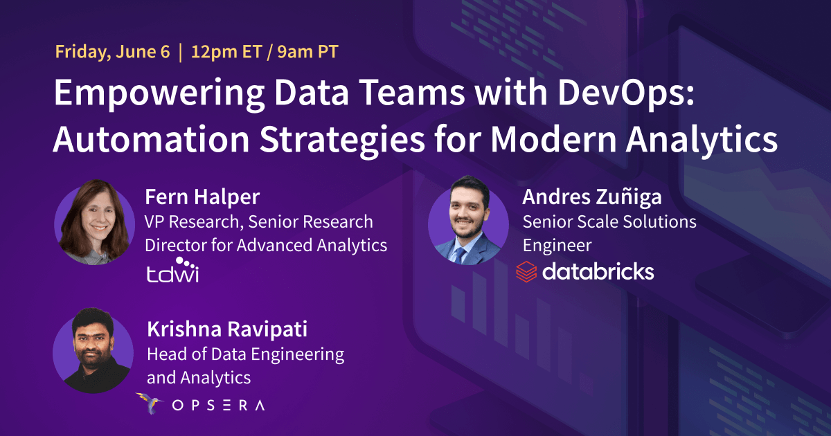 ⏰ Reminder: Webinar Tomorrow!

Don't forget to join us for the joint webinar hosted by TDWI, featuring experts from Opsera and Databricks.
🗓️ Date: Friday, June 6, 2025
🕘 Time: 9:00 AM PT / 12:00 PM ET
💡 Topic: Empowering Data Teams with DevOps: Automation Strategies for