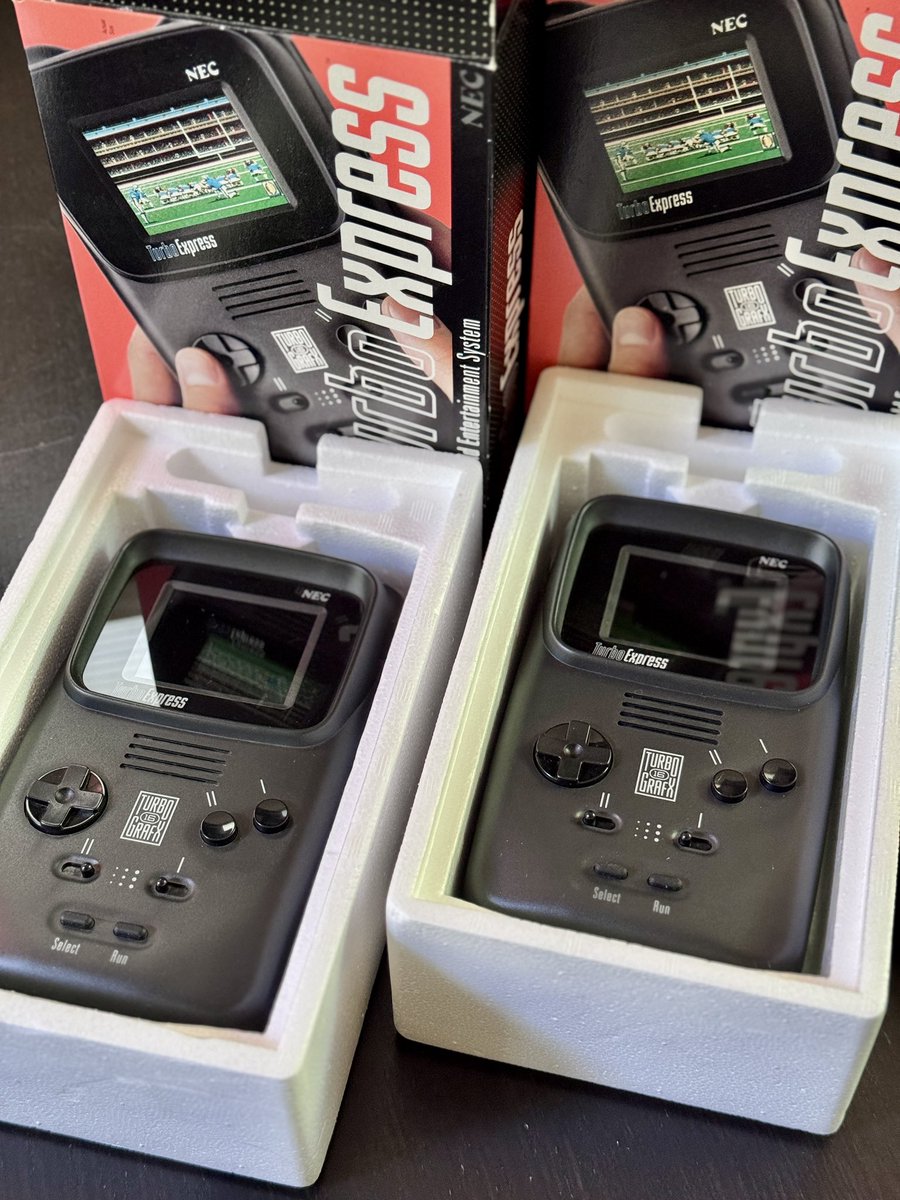 pcenginefx's tweet image. Since I’m taking photos of things, here’s my two minty TurboExpress’sss (recapped for future use!)