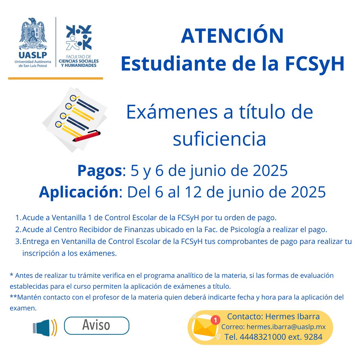 csyhUASLP's tweet image. Aviso #ControlEscolar