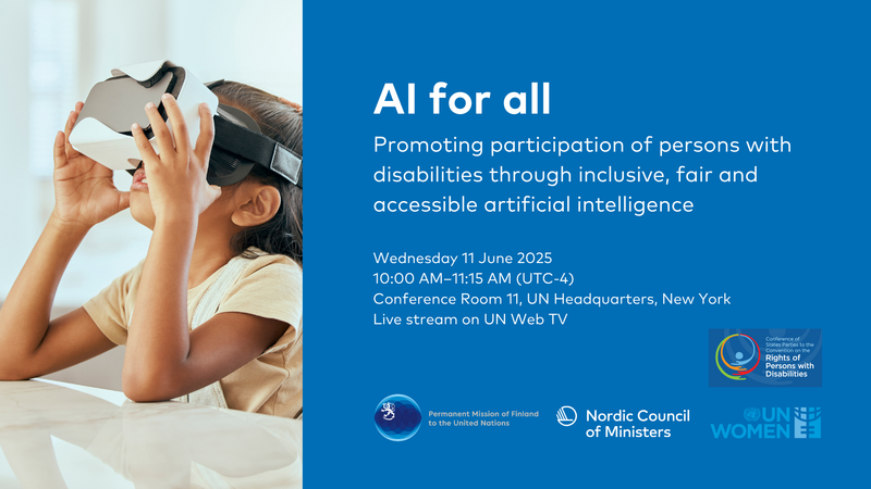Join us at #COSP18 side event: AI for all - Promoting participation of persons with disabilities through inclusive, fair and accessible artificial intelligence

🗓️June 11, 10:00–11:15 AM (EDT)
📍CR 11, UN Headquarters and <a href="/UNWebTV/">UN Web TV</a> 

Program and speakers: norden.org/en/event/side-…