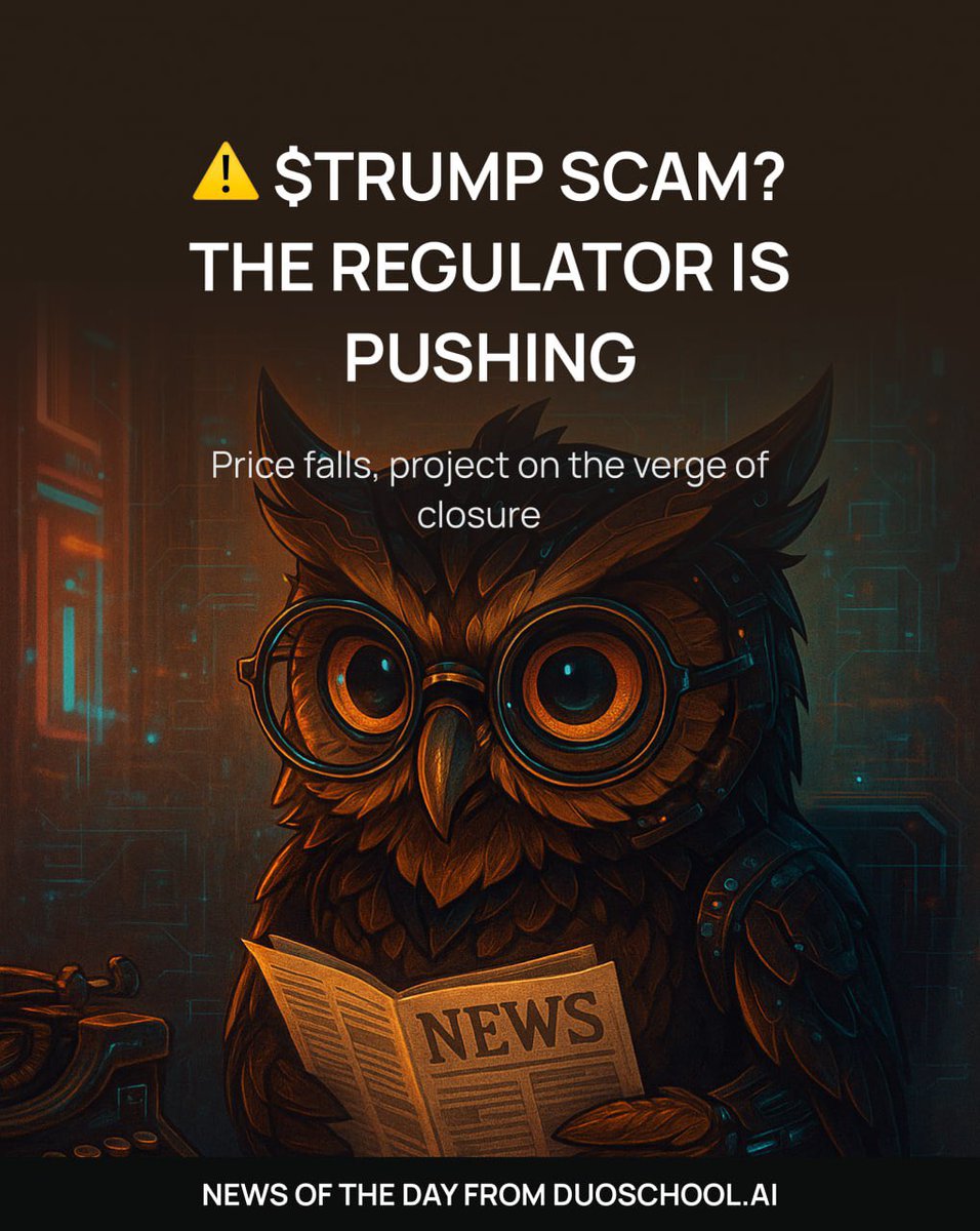 duo_school_ai's tweet photo. 🚨⚡️scam? World Liberty Financial demands the immediate closure of the company that issued the TRUMP memcoin. The price of the "presidential" coin 📉 is falling: investors are losing money, liquidity is almost over.

Lawyers suspect fraud. When the regulator orders a shutdown 🏦 the question is whether TRUMP coin holders will have time to get out before the collapse ❓

Stay tuned: the situation is developing fast, the meme coin's reputation hangs in the balance 💥