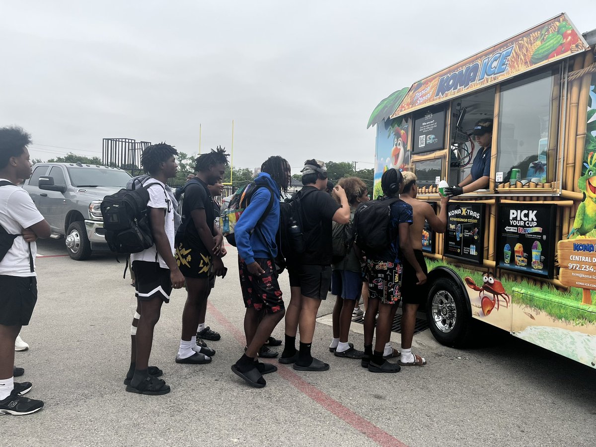 Man we are blessed !!!! Thanks to our neighbor The Grove Church for serving our Football players Kona Ice after a hard day off work!!!!  Thanks for always supporting W.T. White high school!